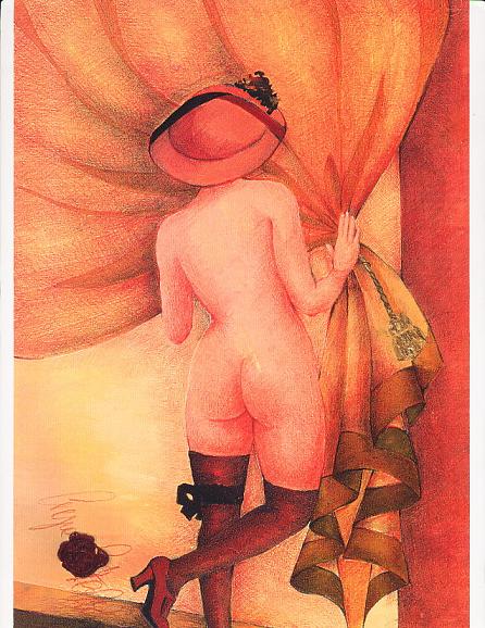 LA FEMME AVEC LE CHAPEAUX (mista, 23X33, 1996)