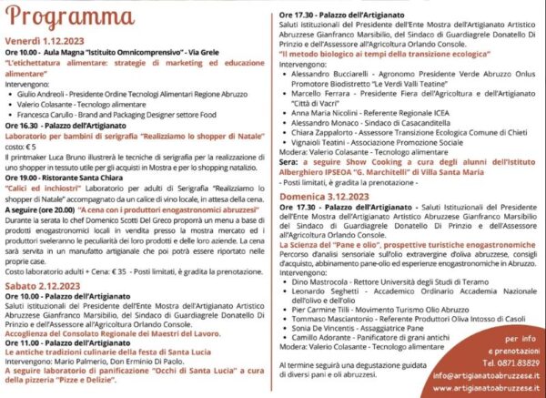 ARTIGIANATO E SAPORI PROGRAMMA